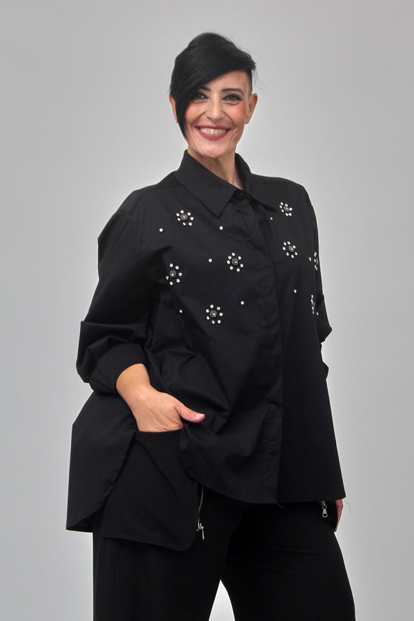 Camicia soli strass - Nero