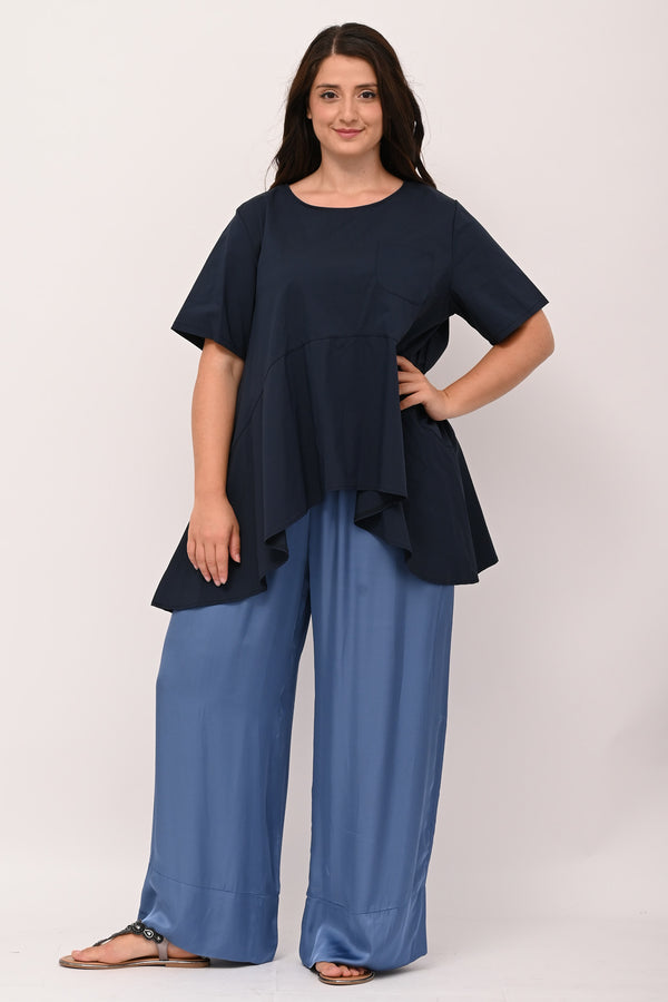 Blusa ruota taschino - Blu