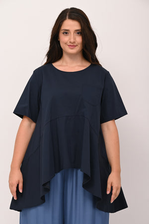 Blusa ruota taschino - Blu