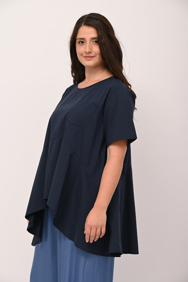 Blusa ruota taschino - Blu