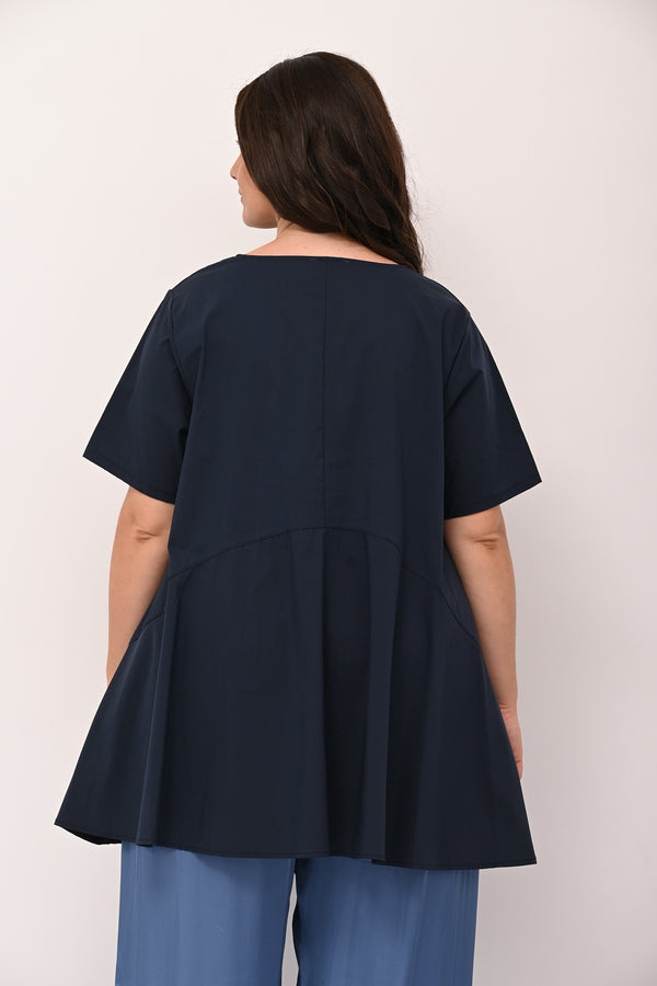 Blusa ruota taschino - Blu