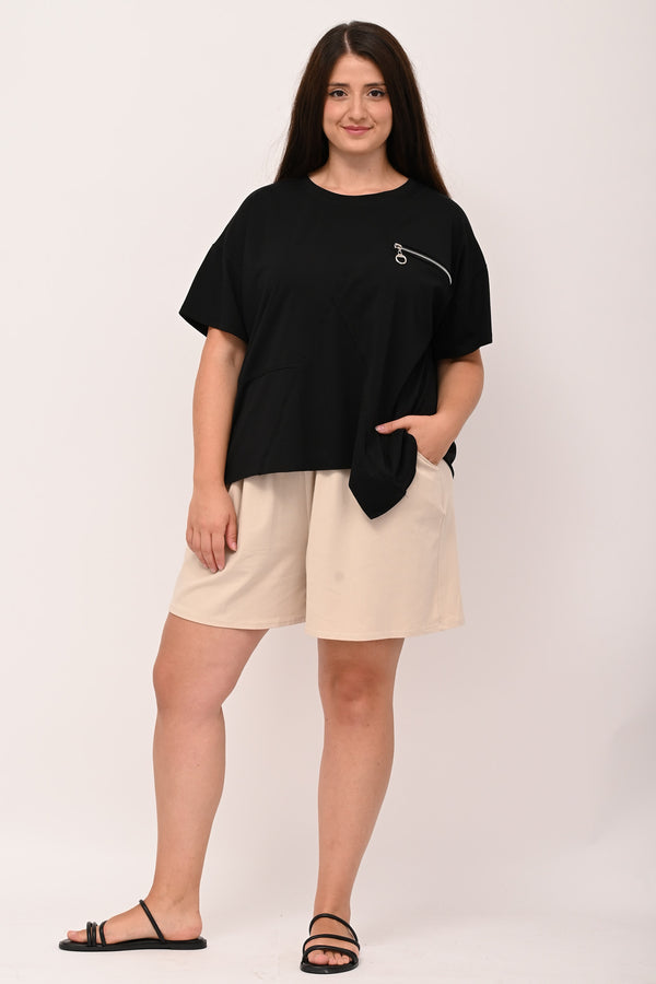 Maglia zip punta - Nero