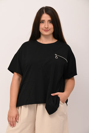Maglia zip punta - Nero