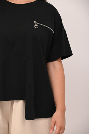 Maglia zip punta - Nero