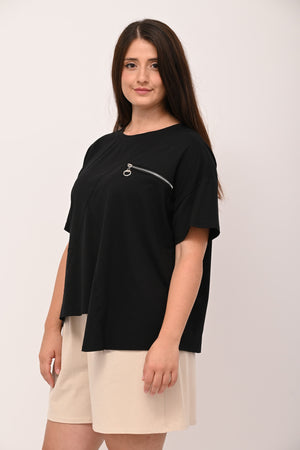 Maglia zip punta - Nero