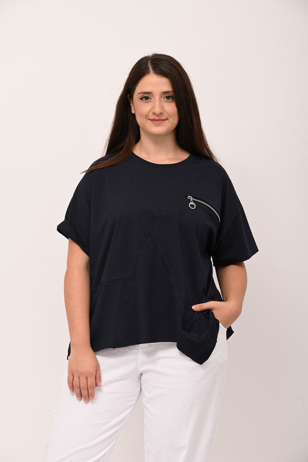 Maglia zip punta - Blu
