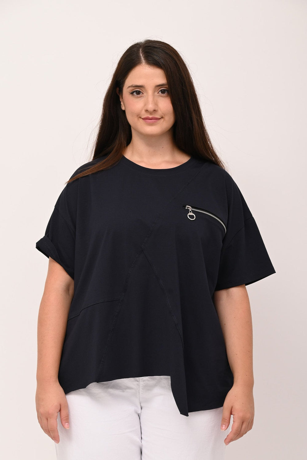 Maglia zip punta - Blu