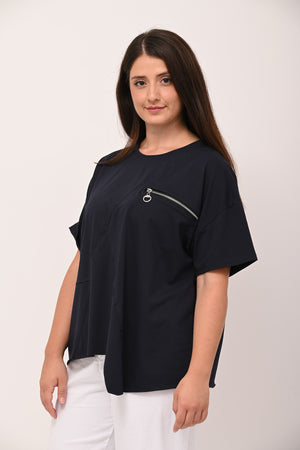 Maglia zip punta - Blu