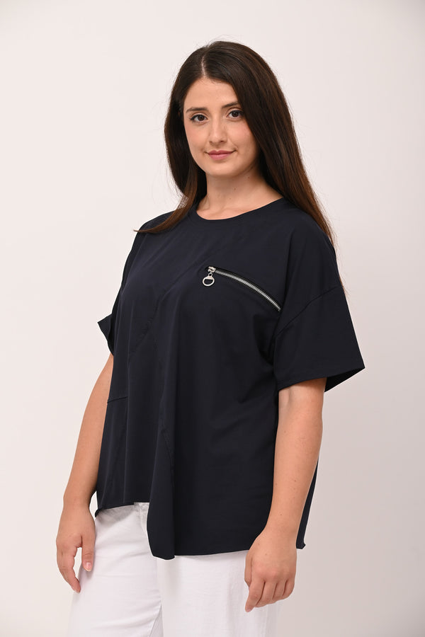 Maglia zip punta - Blu