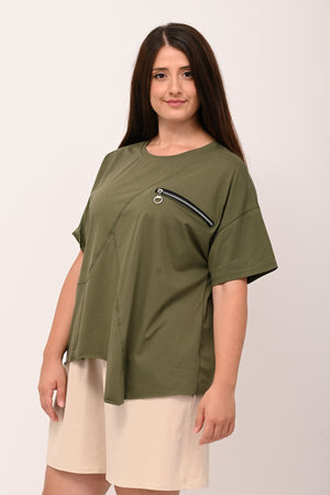 Maglia zip punta - Verde militare
