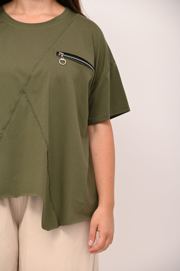 Maglia zip punta - Verde militare