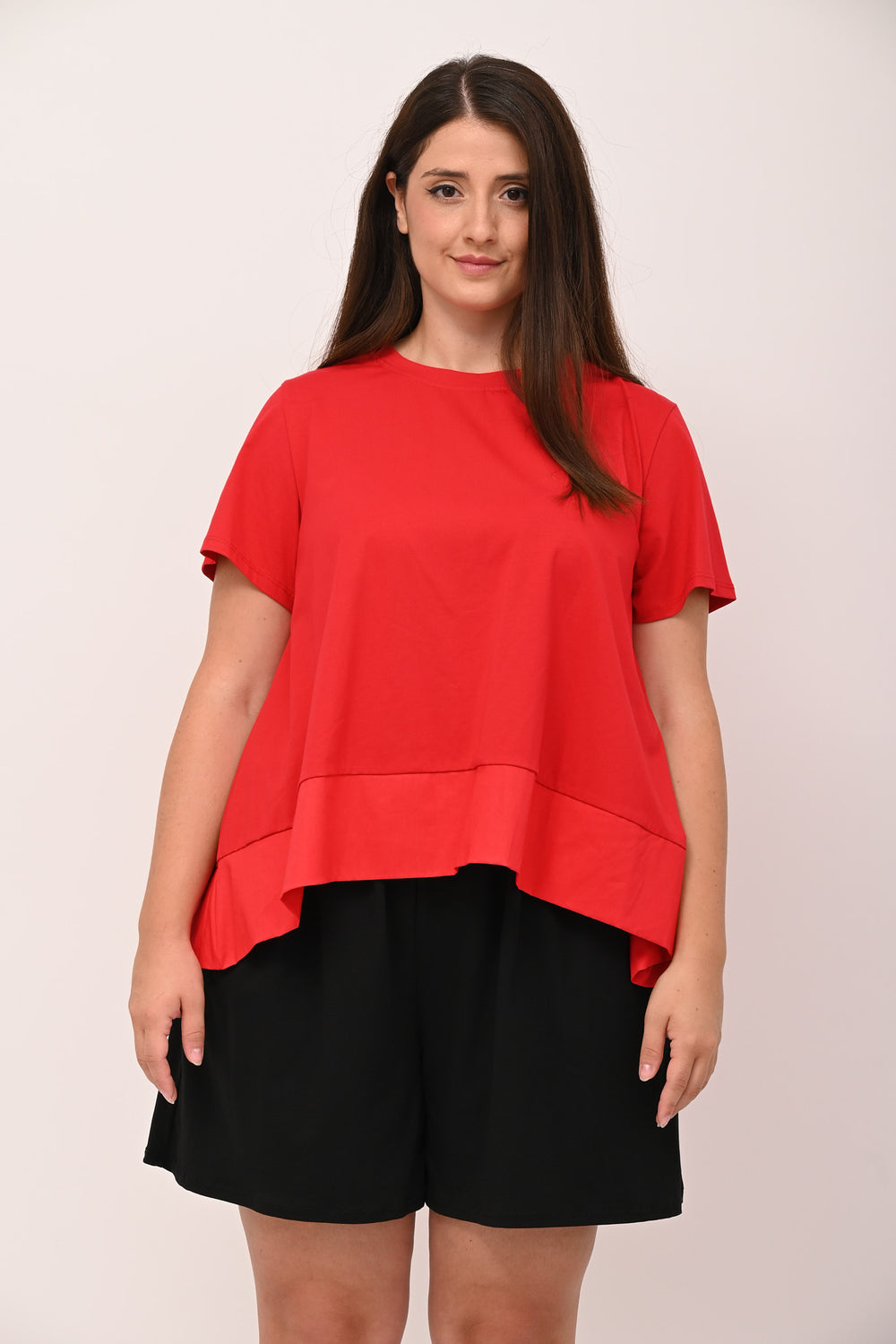 Maglia svasata con bordo - Rosso
