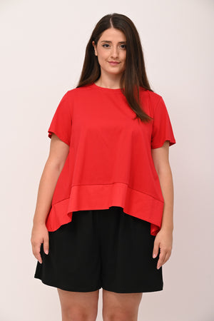 Maglia svasata con bordo - Rosso