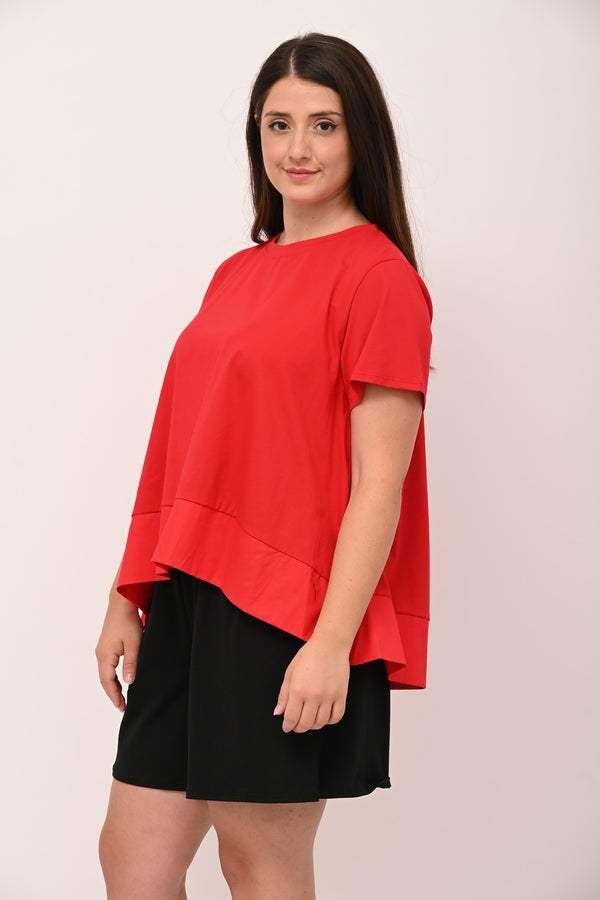 Maglia svasata con bordo - Rosso
