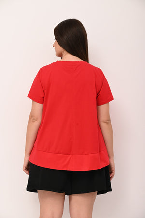 Maglia svasata con bordo - Rosso