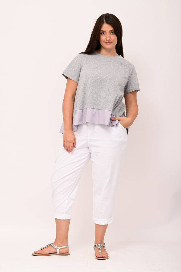 Maglia svasata con bordo - Grigio