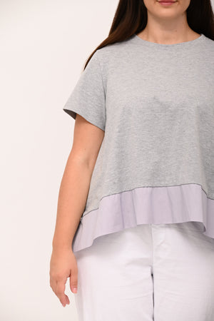 Maglia svasata con bordo - Grigio