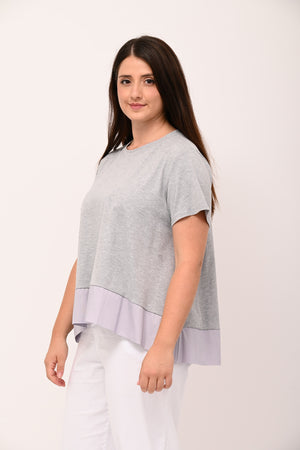 Maglia svasata con bordo - Grigio