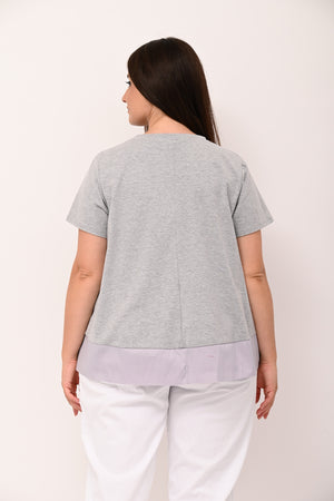 Maglia svasata con bordo - Grigio
