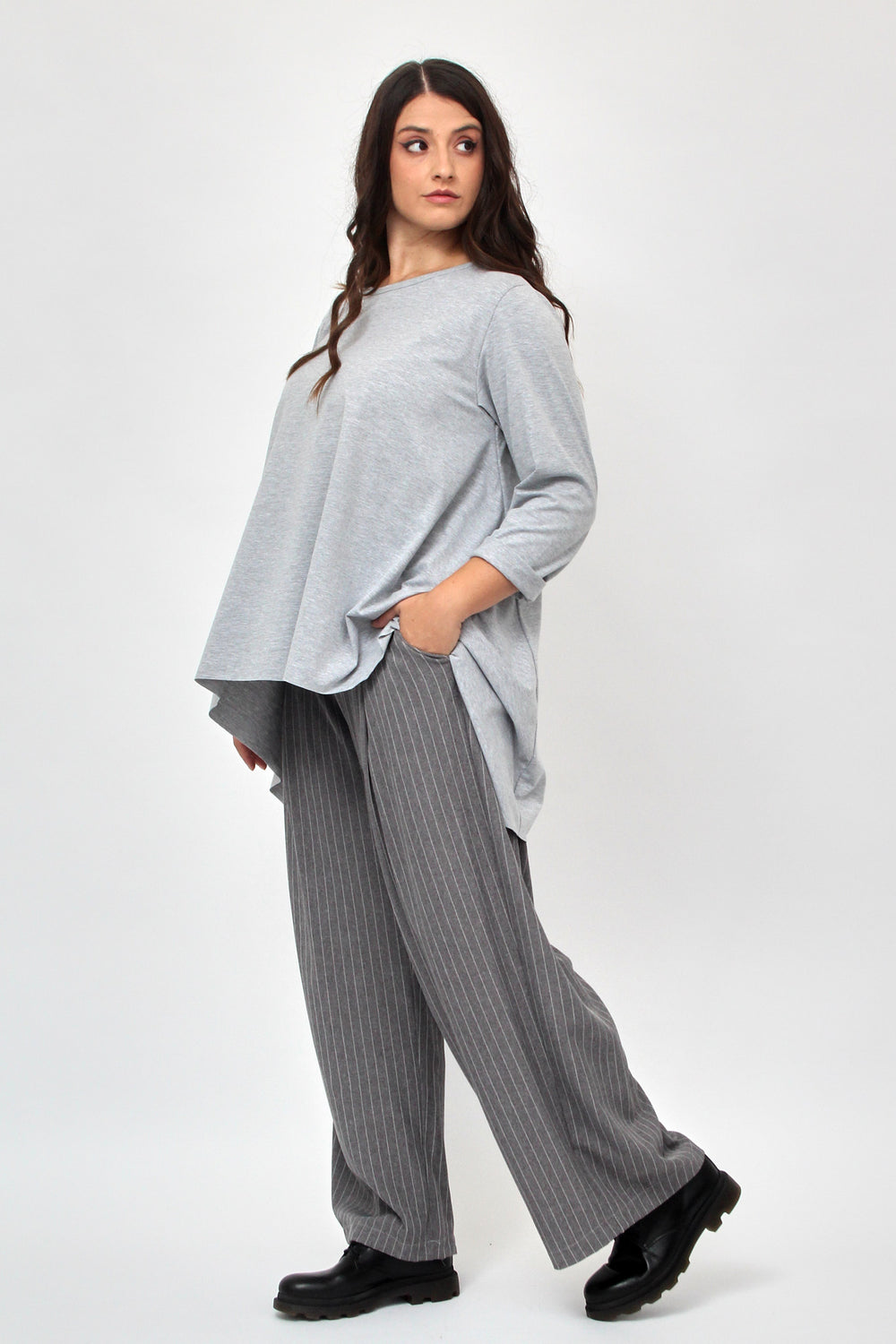 T-shirt ruota manica lunga - Grigio