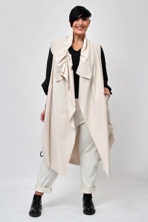 Gilet collo arricciato - Gesso