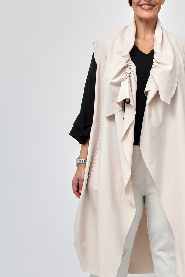 Gilet collo arricciato - Gesso
