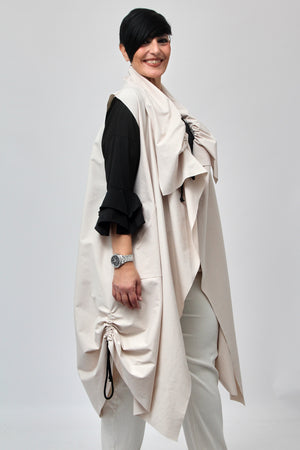 Gilet collo arricciato - Gesso