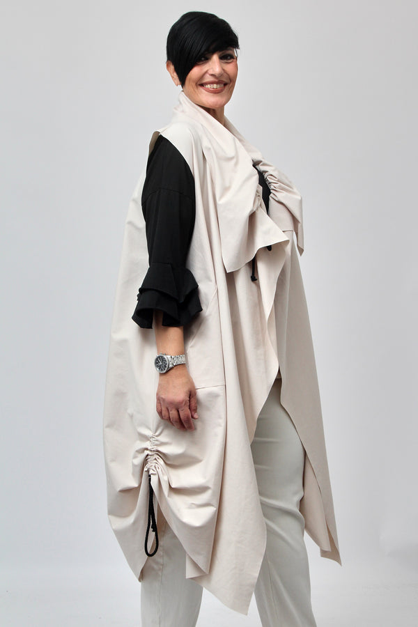 Gilet collo arricciato - Gesso