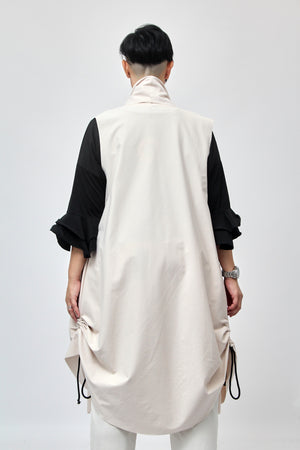 Gilet collo arricciato - Gesso
