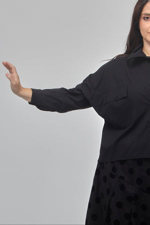 Camicia crop bengalina - Nero