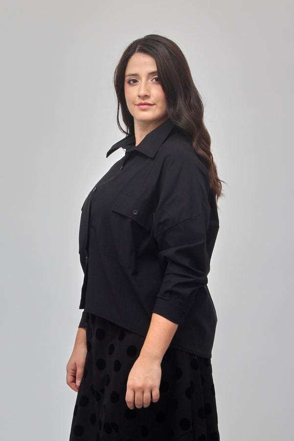 Camicia crop bengalina - Nero