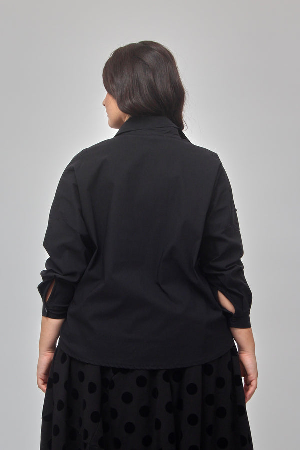 Camicia crop bengalina - Nero
