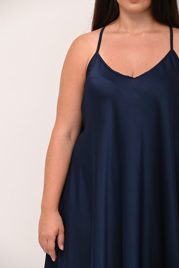 Abito sottoveste raso - Blu notte