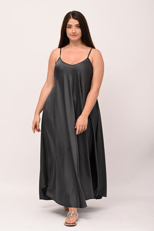 Abito sottoveste raso - Piombo