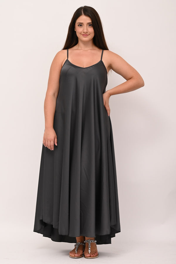 Abito sottoveste raso - Piombo