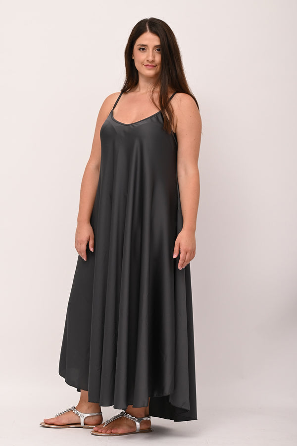 Abito sottoveste raso - Piombo