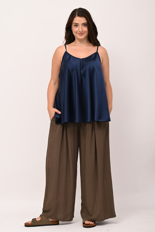 Top raso svasato - Blu notte