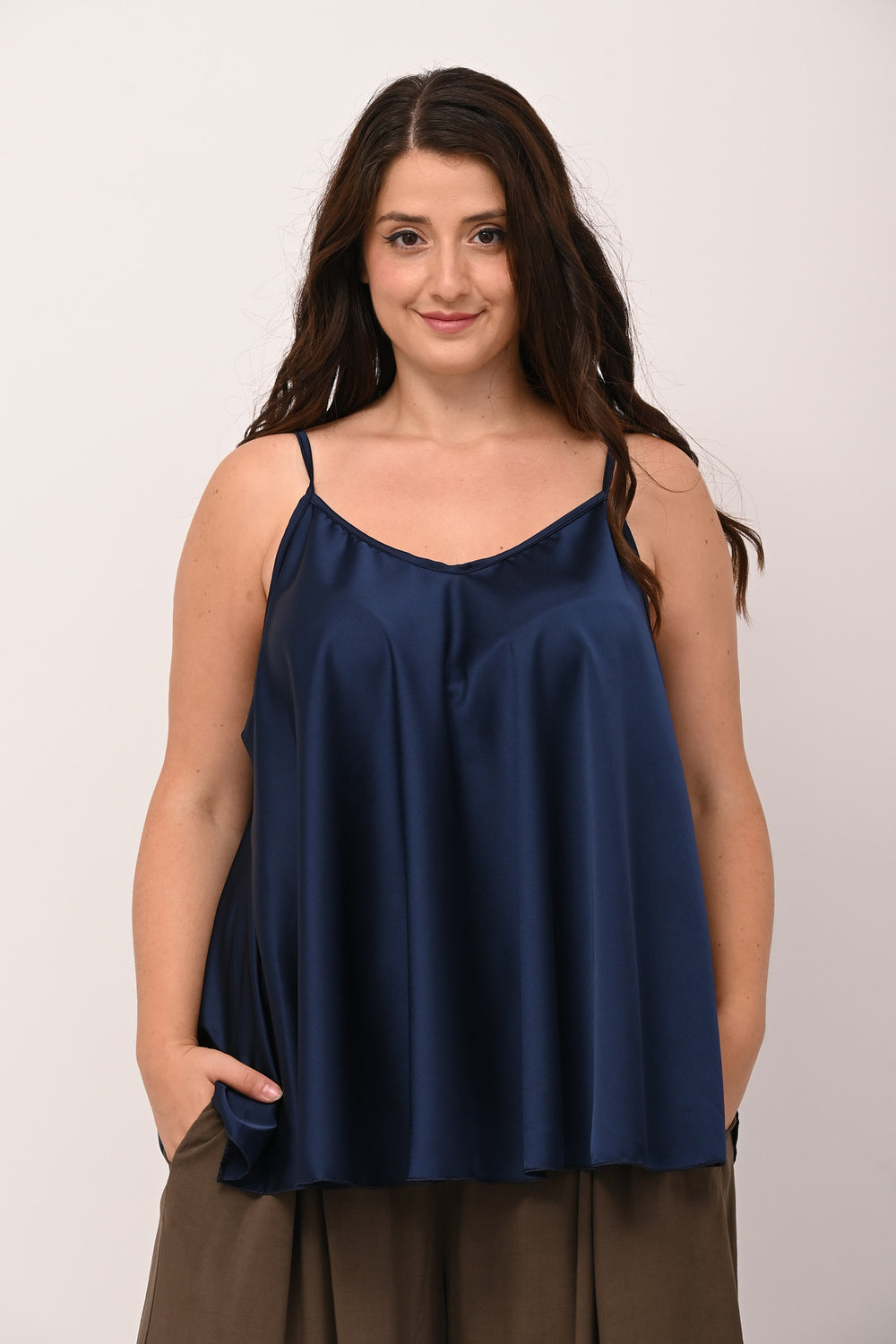 Top raso svasato - Blu notte