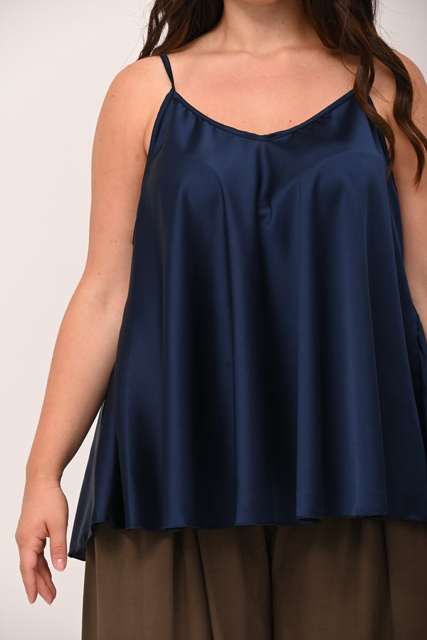 Top raso svasato - Blu notte