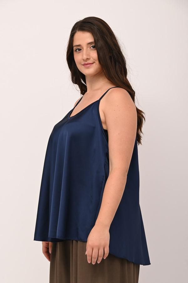 Top raso svasato - Blu notte