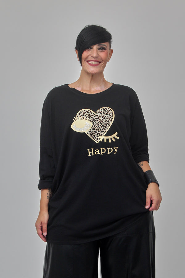 Felpa over Happy - Nero