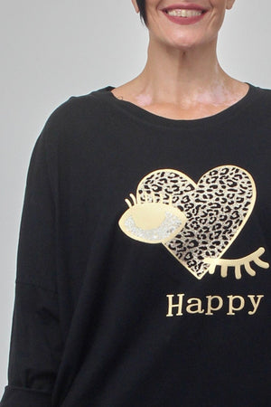 Felpa over Happy - Nero