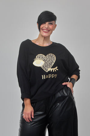 Felpa over Happy - Nero