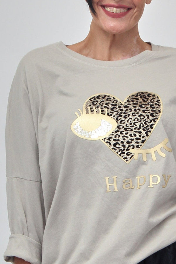 Felpa over Happy - Cemento