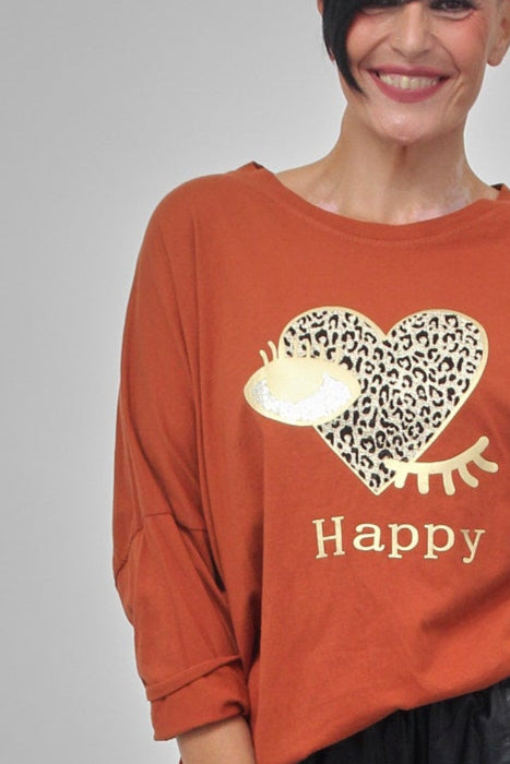 Felpa over Happy - Ruggine