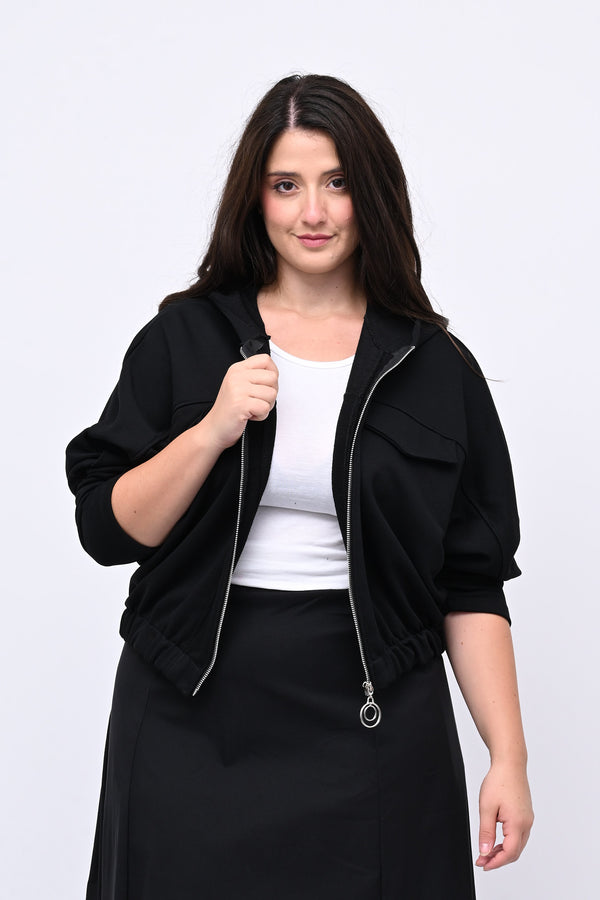 Felpa crop pipistrello - Nero