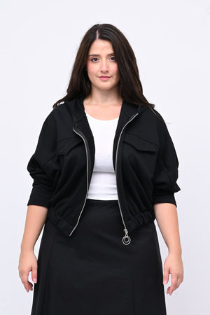 Felpa crop pipistrello - Nero