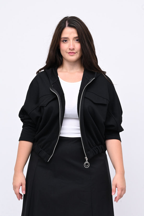 Felpa crop pipistrello - Nero