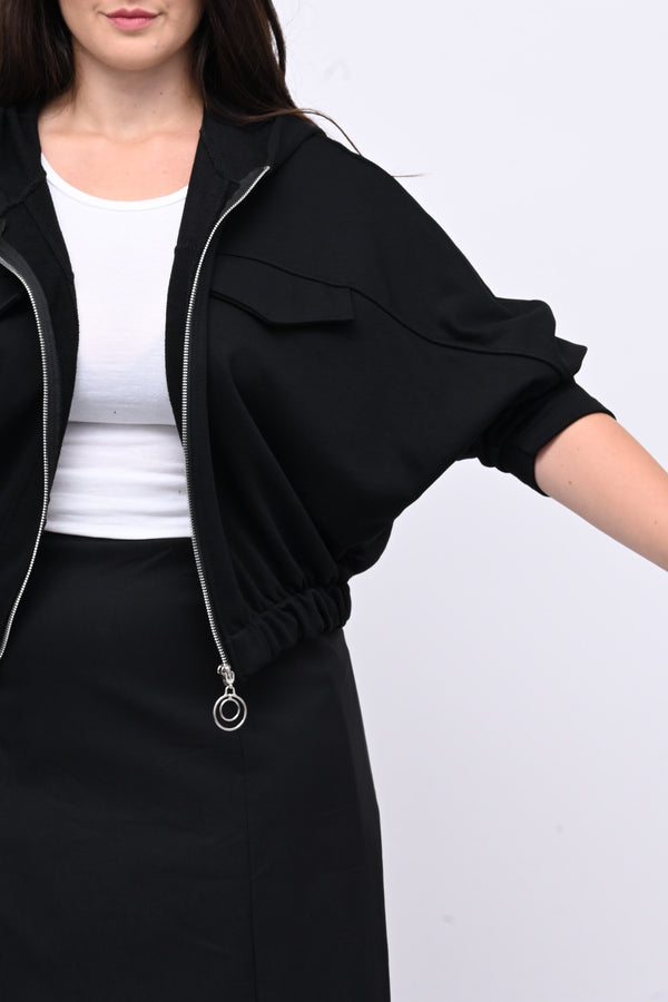 Felpa crop pipistrello - Nero