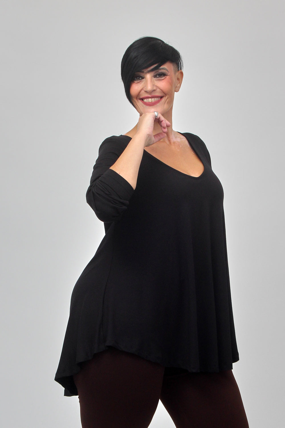 Maglia scollo V ruota - Nero